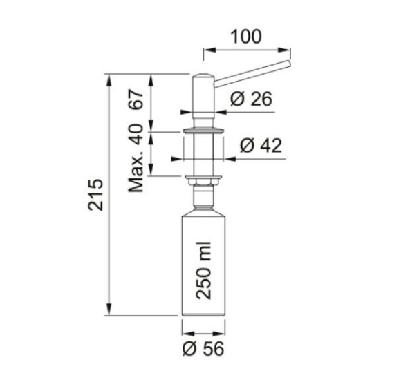 Franke Novita Steel nerūdijančio plieno korpuso muilo dozatorius
