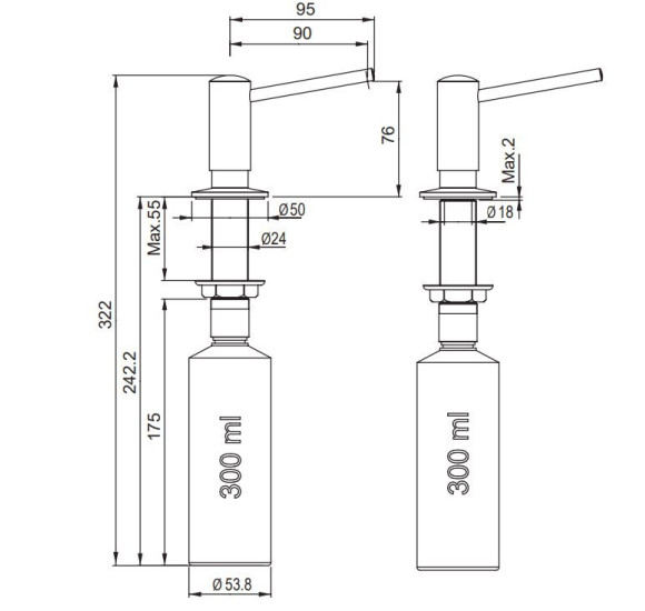Franke Novita muilo dozatorius, spalva - nerūdijantis plienas