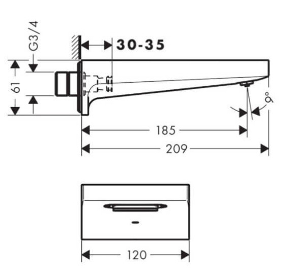 IŠPARDAVIMAS. Hansgrohe vonios pripildymo snapas Metropol 185mm