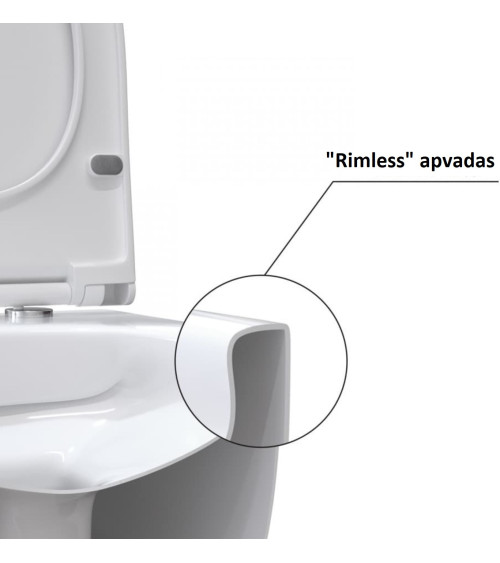 Bocchi V-Tondo pakabinamas klozetas "Rimless" be dangčio su bidete anga