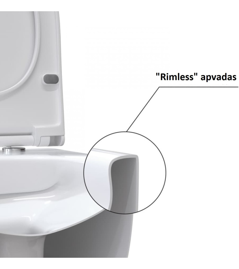 Bocchi V-Tondo pakabinamas klozetas "Rimless" be dangčio su bidete anga