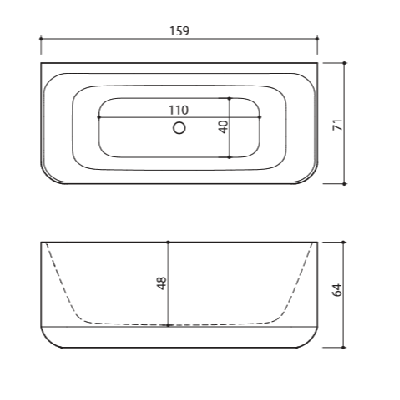 Akmens masės vonia Balteco GAMMA 159x71, balta