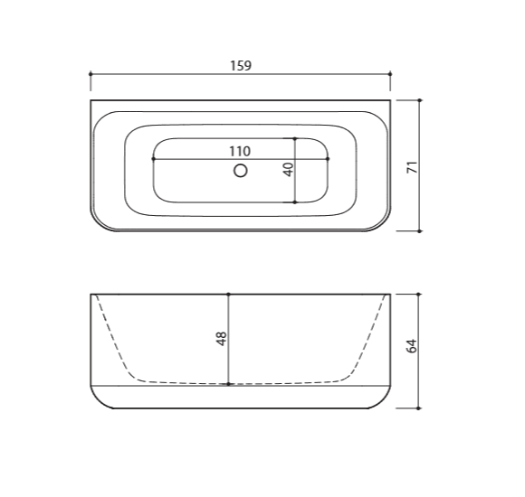 Akmens masės vonia Balteco GAMMA 159x71, balta