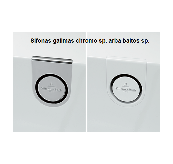 Villeroy&Boch Oberon 2.0 Quaryl® Vonia, 180x80cm, glaudžiama prie sienos