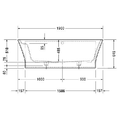 Duravit Cape Cod prie sienos glaudžiama vonia DuraSolid® 1900x900