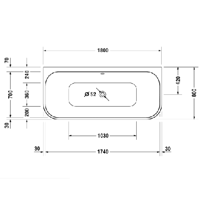 Duravit Happy D.2 akrilinė vonia su vientisa apdaila
