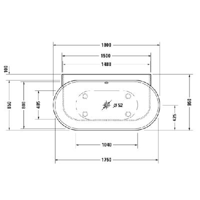 Duravit Luv prie sienos glaudžiama vonia DuraSolid® 1800x950
