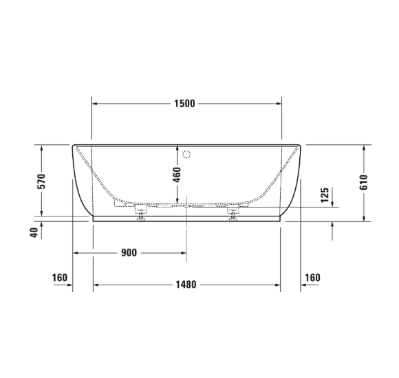 Duravit Luv prie sienos glaudžiama vonia DuraSolid® 1800x950