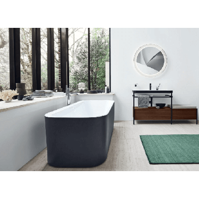 Duravit Happy D.2 prie sienos glaudžiama vonia su matine juoda apdaila 1800x800