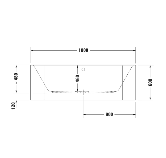 Duravit Happy D.2 prie sienos glaudžiama vonia su matine juoda apdaila 1800x800