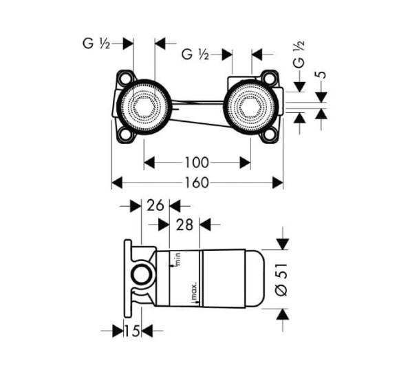 Hansgrohe potinkinė dalis praustuviniam maišytuvui 13622180