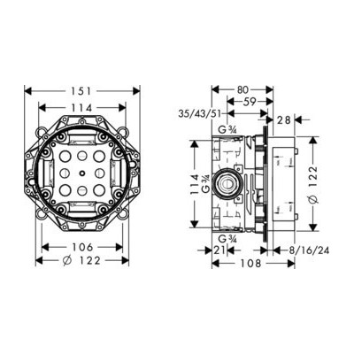 Hansgrohe universali potinkinė maišytuvo dėžutė iBox 01800180