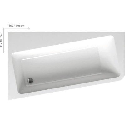 Ravak 10° 160x95, asimetrinė vonia, akrilas (pasirinkite pusę)