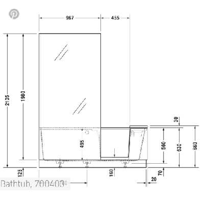 Duravit vonia su dušu DuraSolid® 170x75cm