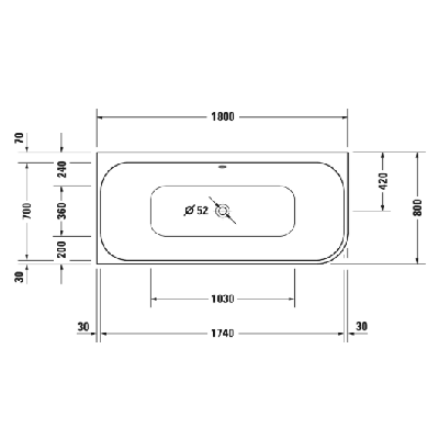 Akrilinė vonia su juoda apdaila Duravit Happy D.2 180x80cm