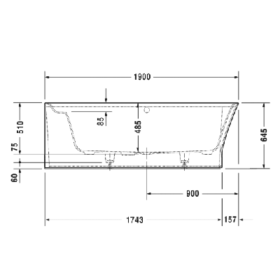 Duravit Cape Cod asimetrinė vonia DuraSolid® (kairė) 1900x900