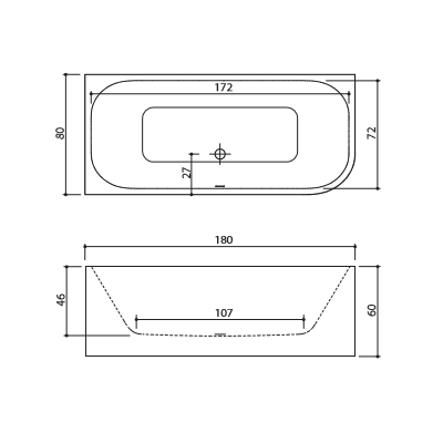 Akmens masės vonia Balteco LEON 180x80cm