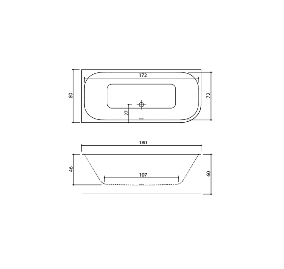 Akmens masės vonia Balteco LEON 180x80cm