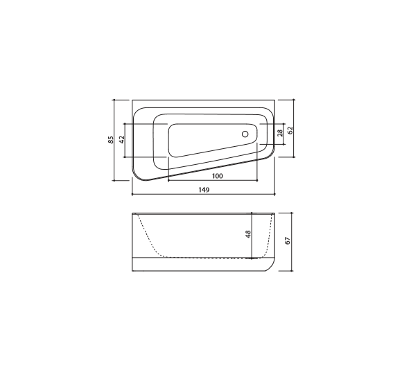 Akmens masės vonia Balteco GAMMA 149x85cm