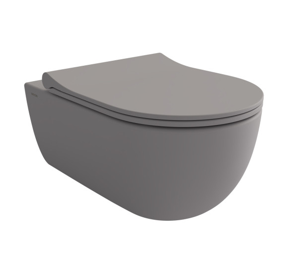 Bocchi V-Tondo pakabinamas klozetas "Rimless" su švelniai nusileidžiančiu dangčiu, pilkos matinės spalvos