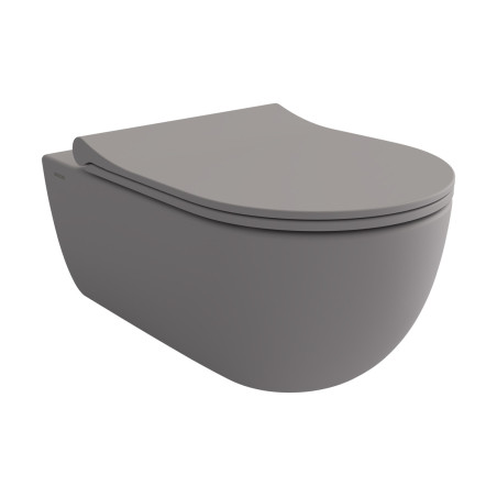 Bocchi V-Tondo pakabinamas klozetas "Rimless" su švelniai nusileidžiančiu dangčiu, pilkos matinės spalvos