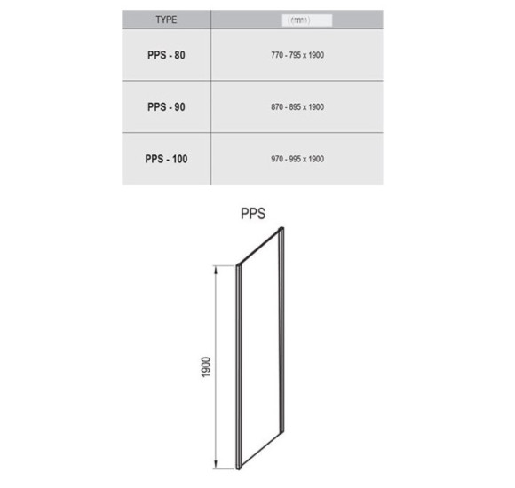 Komplektuojamoji dušo kabinos sienelė Ravak PPS-80,90,100cm
