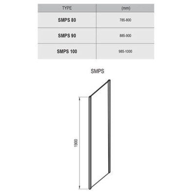 Komplektuojamoji dušo kabinos sienelė Ravak SMPS-80,90,100cm