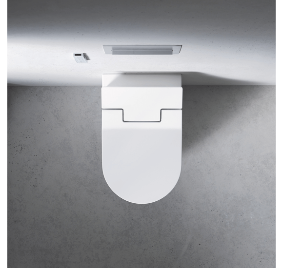 Duravit pakabinamas WC ME by Starck Rimless SensoWash unitazas, su dangčiu 370x570, baltos blizgios spalvos