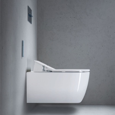 Duravit pakabinamas WC ME by Starck Rimless SensoWash unitazas, su dangčiu 370x570, baltos blizgios spalvos