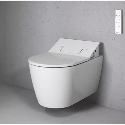Duravit pakabinamas WC ME by Starck Rimless SensoWash unitazas, su dangčiu 370x570, baltos blizgios spalvos