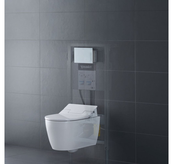 Duravit pakabinamas WC ME by Starck Rimless SensoWash unitazas, su dangčiu 370x570, baltos blizgios spalvos