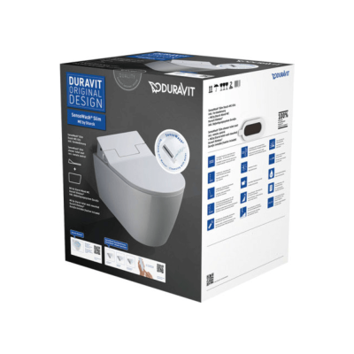 Duravit pakabinamas WC ME by Starck Rimless SensoWash unitazas, su dangčiu 370x570, baltos blizgios spalvos