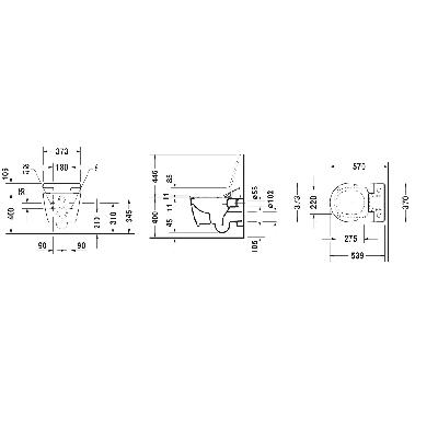 Duravit pakabinamas WC ME by Starck Rimless SensoWash unitazas, su dangčiu 370x570, baltos blizgios spalvos
