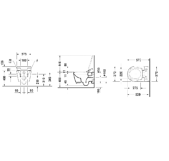 Duravit pakabinamas WC ME by Starck Rimless SensoWash unitazas, su dangčiu 370x570, baltos blizgios spalvos
