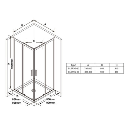 RAVAK Blix Slim dušo kabina Ravak 80x80cm