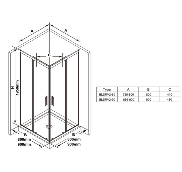 RAVAK Blix Slim dušo kabina Ravak 80x80cm