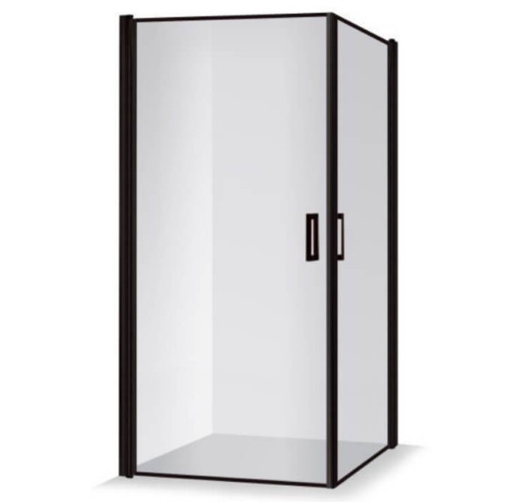 Brasta Glass Viktorija dušo kabina, 90x90x200 cm, Nero Frame, juodas profilis, skaidrus stiklas
