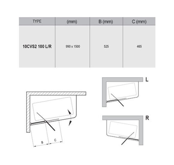 Vonios sienelė Ravak 10CVS2 100x150cm