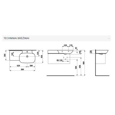 Pakabinamas/baldinis praustuvas su keraminiu stalviršiu Laufen Ino