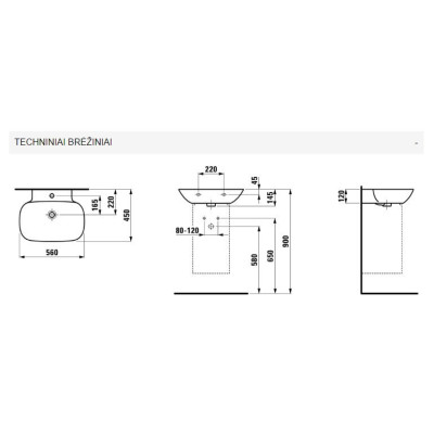 Pakabinamas/baldinis praustuvas Laufen Ino 56x45