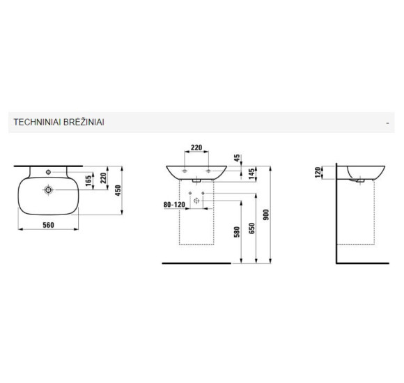 Pakabinamas/baldinis praustuvas Laufen Ino 56x45