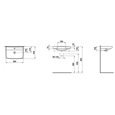 Laufen Pro Nordic pakabinamas/baldinis praustuvas 60x42 cm