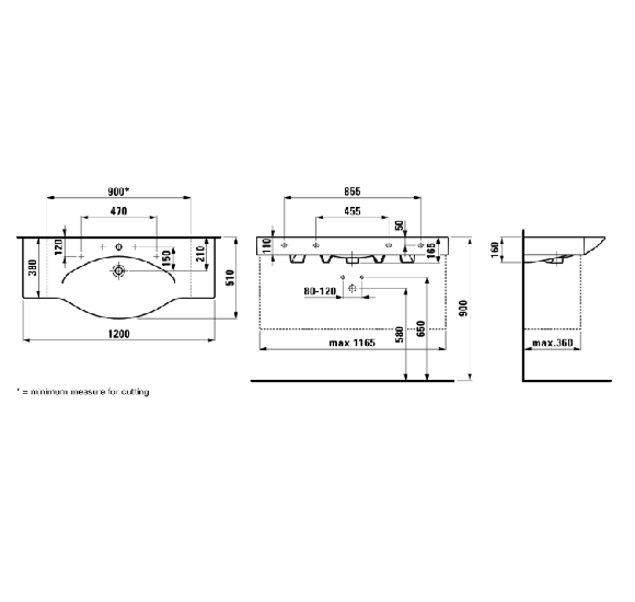 Laufen Palace pakabinamas/baldinis praustuvas 120x51 cm, be rankšluosčio laikiklio
