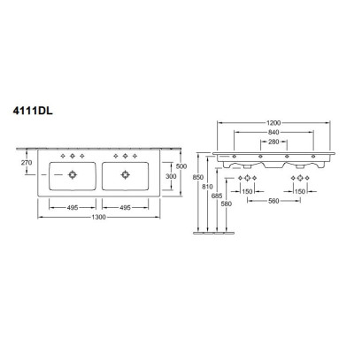 Villeroy & Boch Venticello Praustuvas 130x50cm