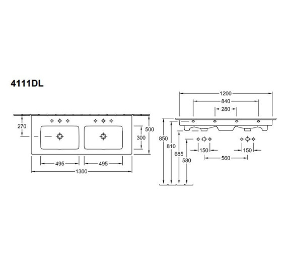 Villeroy & Boch Venticello Praustuvas 130x50cm
