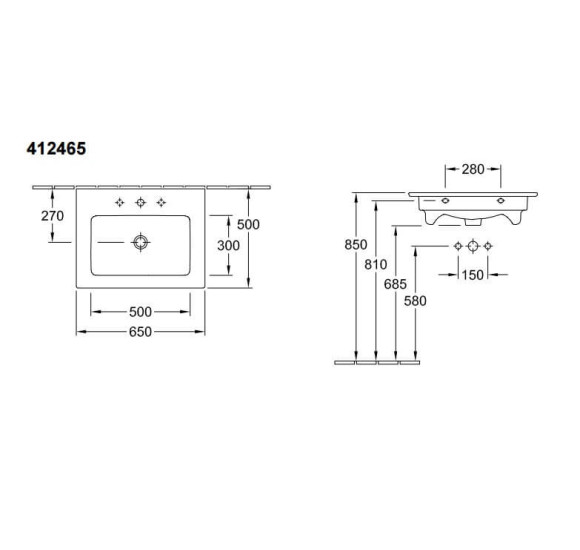 Villeroy & Boch Venticello pakabinamas praustuvas 650x500