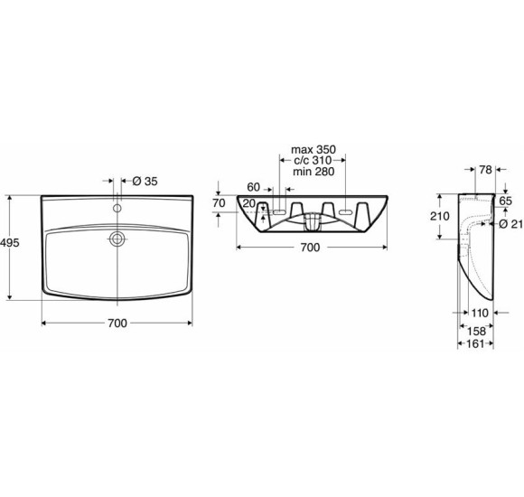 Ifo Inspira Art praustuvas 70cm