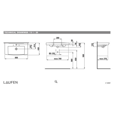 Laufen Pro Nordic pakabinamas/baldinis praustuvas 80x42 cm