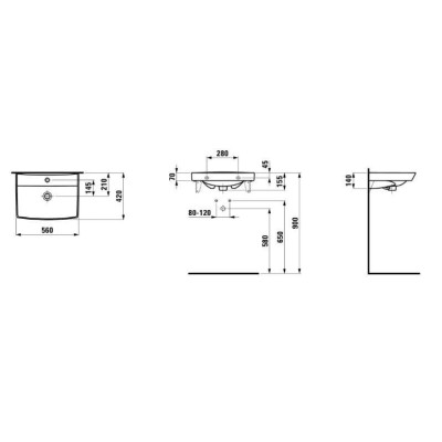 Laufen Pro Nordic pakabinamas/baldinis praustuvas 56x42 cm