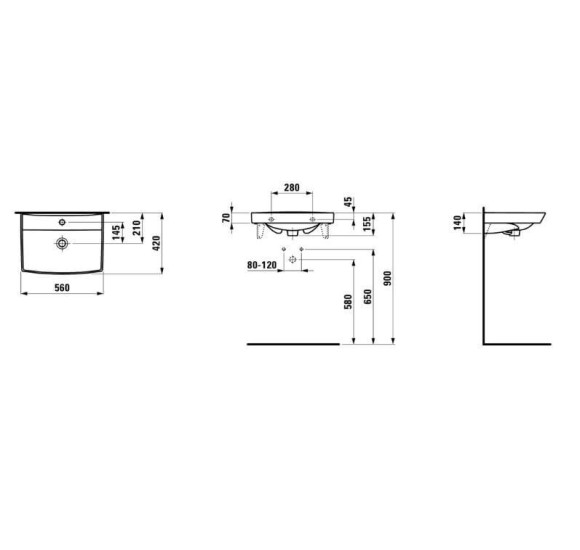 Laufen Pro Nordic pakabinamas/baldinis praustuvas 56x42 cm